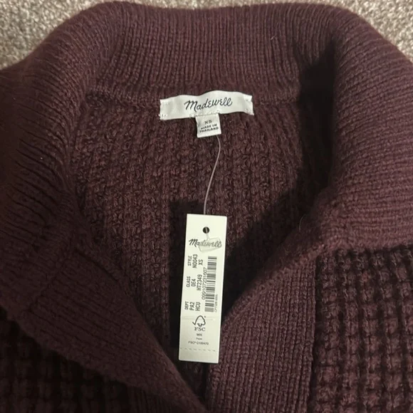 Madewell Waffle-Knit Henley Sweater (Heather Currant) - Picture 7 of 7